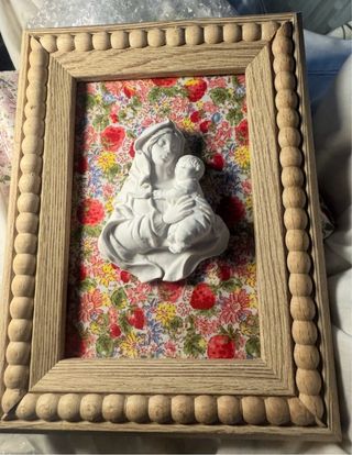 Cuadro Virgen Familia Flores Liberty