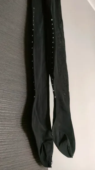 Collant con brillantini neri