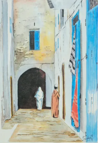 Acuarela Escena Étnica