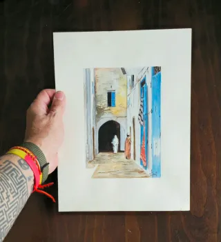 Acuarela Escena Étnica