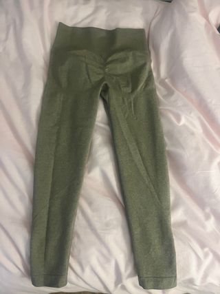 2 Leggings Deportivos Talla S. Gris y beige.