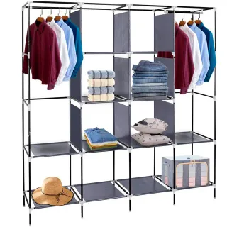 Armario Vestidor Gris Tela 170x167x45 Cm NUEVO