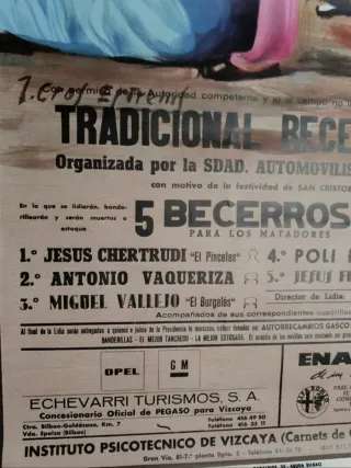 Cartel Toros Vista Alegre Bilbao 1986