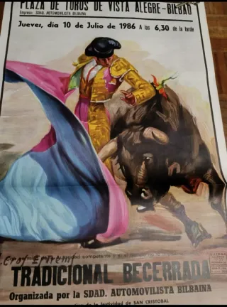 Cartel Toros Vista Alegre Bilbao 1986