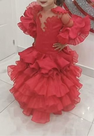 Vestido Flamenca Niña Rojo