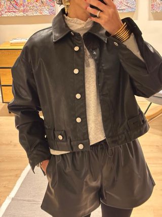 Chaqueta oversize piel sintética