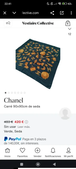 Pañuelo Chanel Verde Original