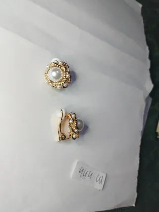 M444 Orecchini clips inox oro perle e perline