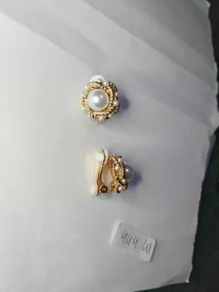 M444 Orecchini clips inox oro perle e perline