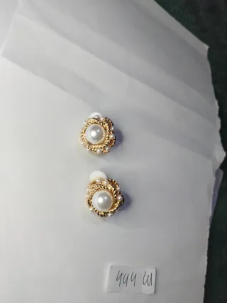 M444 Orecchini clips inox oro perle e perline