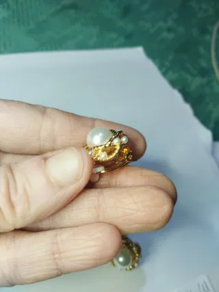 M444 Orecchini clips inox oro perle e perline