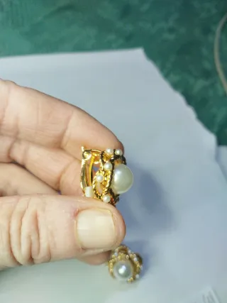 M444 Orecchini clips inox oro perle e perline