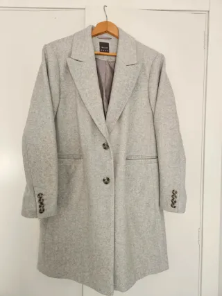 Abrigo largo gris perla