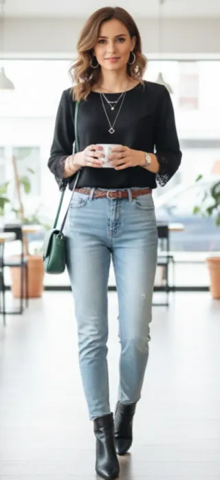 Blusa negra con encaje