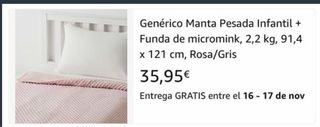 Manta Pesada Infantil Micromink Rosa/Gris