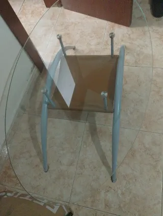 Mesa de centro cristal y metal