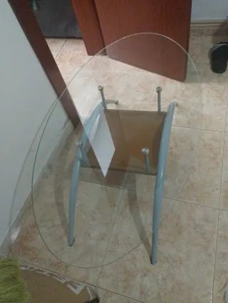 Mesa de centro cristal y metal