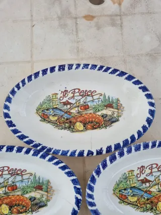 Set 5 Piatti da Pesce Ceramica Blu