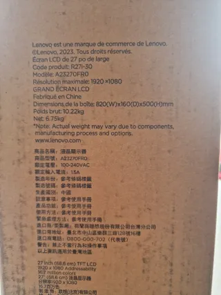 Monitor Lenovo R27i-30