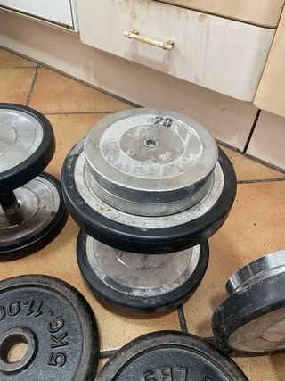 Mancuernas y discos gimnasio