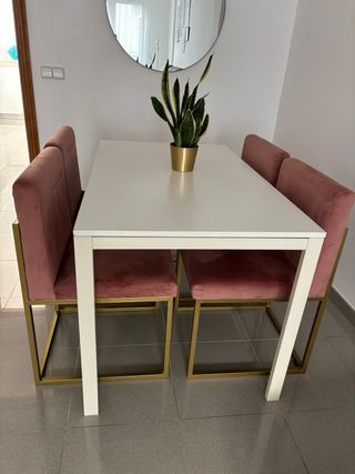 Sillas terciopelo rosa y dorado