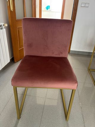 Sillas terciopelo rosa y dorado