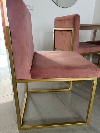 Sillas terciopelo rosa y dorado