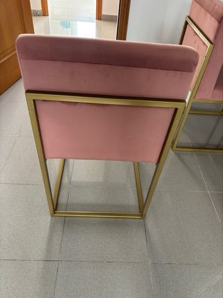 Sillas terciopelo rosa y dorado