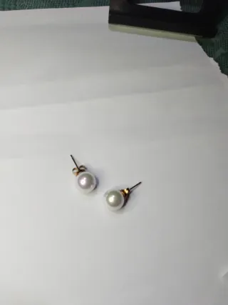 N445 Orecchini Perla 10mm Base Inox Oro madreperla