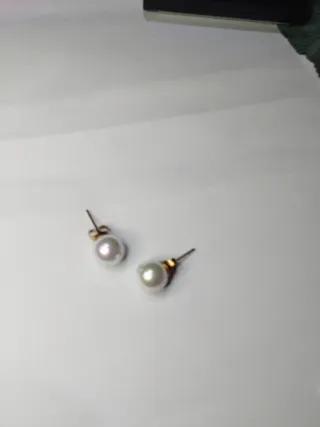N445 Orecchini Perla 10mm Base Inox Oro madreperla
