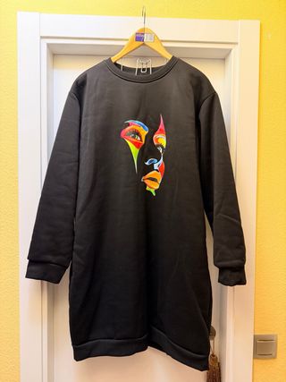 Vestido Sudadera Estampado Rostro