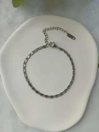 Pulsera plateada eslabones acero inoxidable