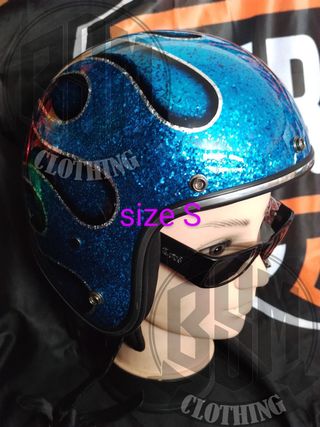 Casco flames blu S