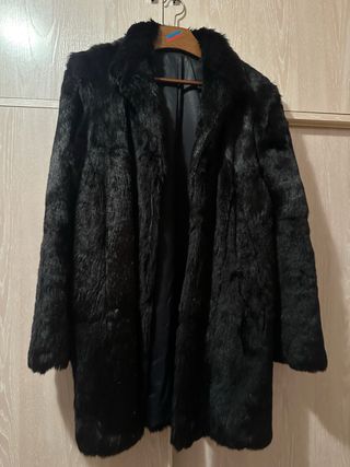 Abrigo Piel Conejo Negro Talla 40-42