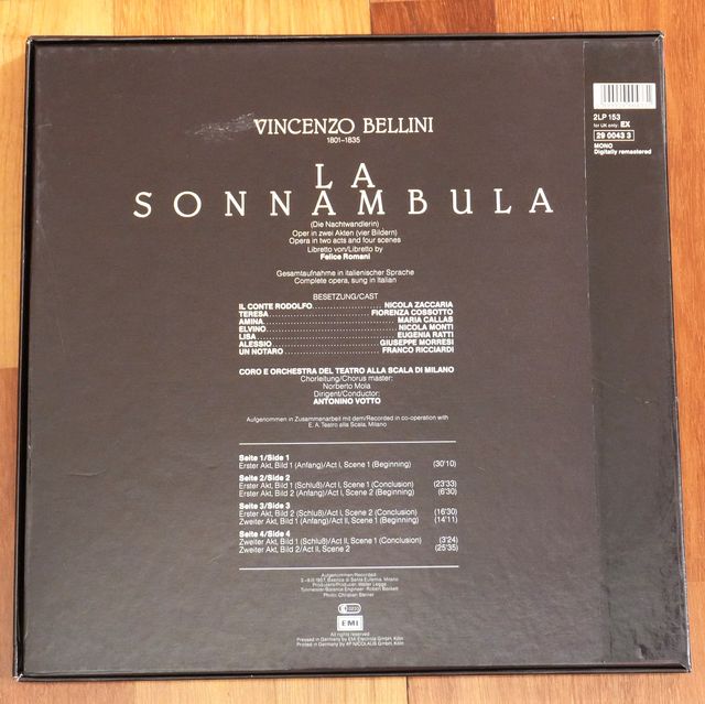CAJA DE 2 DISCOS - OPERA LA SONNAMBULA - M. CALLAS