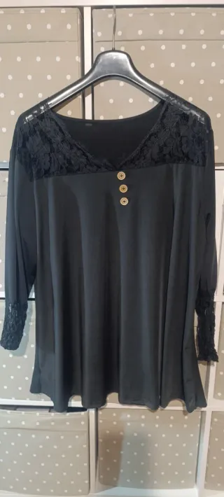 Maglia pizzo nera taglia XXXL