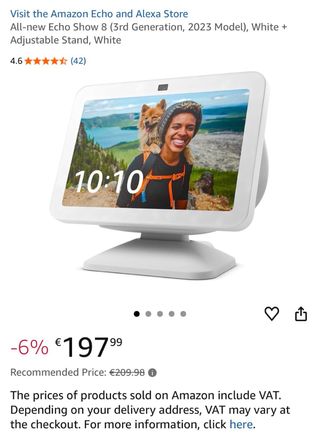 Amazon Echo Show 8 (3ª Gen) bianco + Supporto