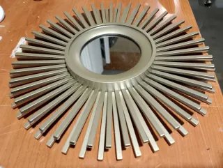 Espejo Sol Decorativo Dorado y Plateado