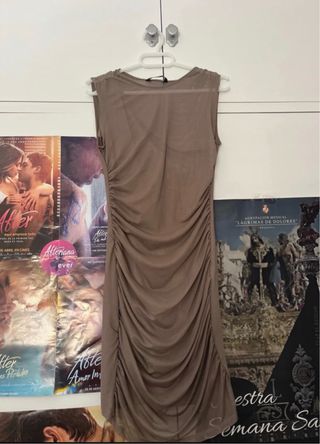 Vestido marrón drapeado