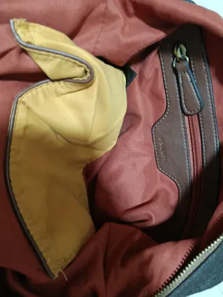 Bolso Volum Piel Patchwork Marrón Multicolor