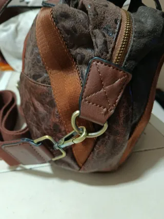 Bolso Volum Piel Patchwork Marrón Multicolor