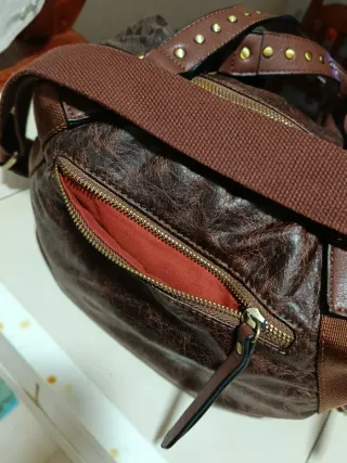 Bolso Volum Piel Patchwork Marrón Multicolor