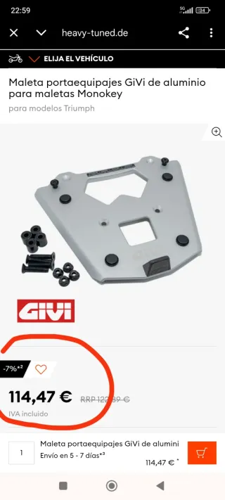 Placa Soporte Baúl Moto GIVI