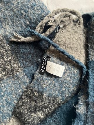 Bufanda larga cuadros azul gris negro