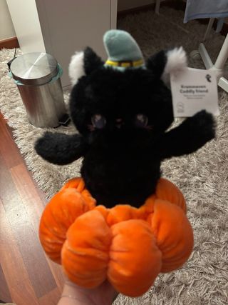 Peluche gatto nero zucca cappello strega