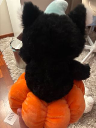 Peluche gatto nero zucca cappello strega