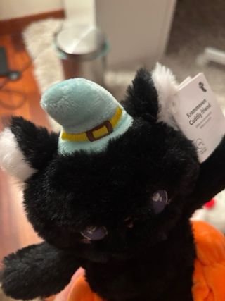 Peluche gatto nero zucca cappello strega