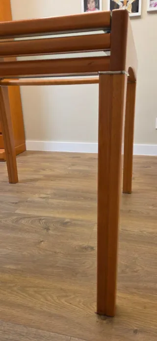 Mesa de centro cristal y madera extensible