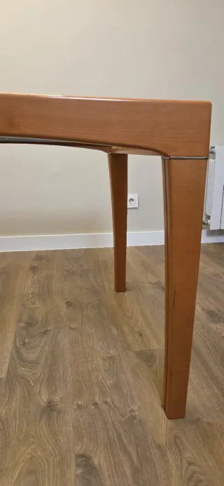 Mesa de centro cristal y madera extensible