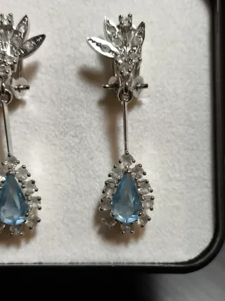 Pendientes vintage aguamarina Art Decó